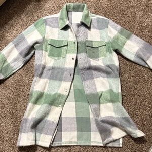 Plaid Green and Gray Women's Jacket